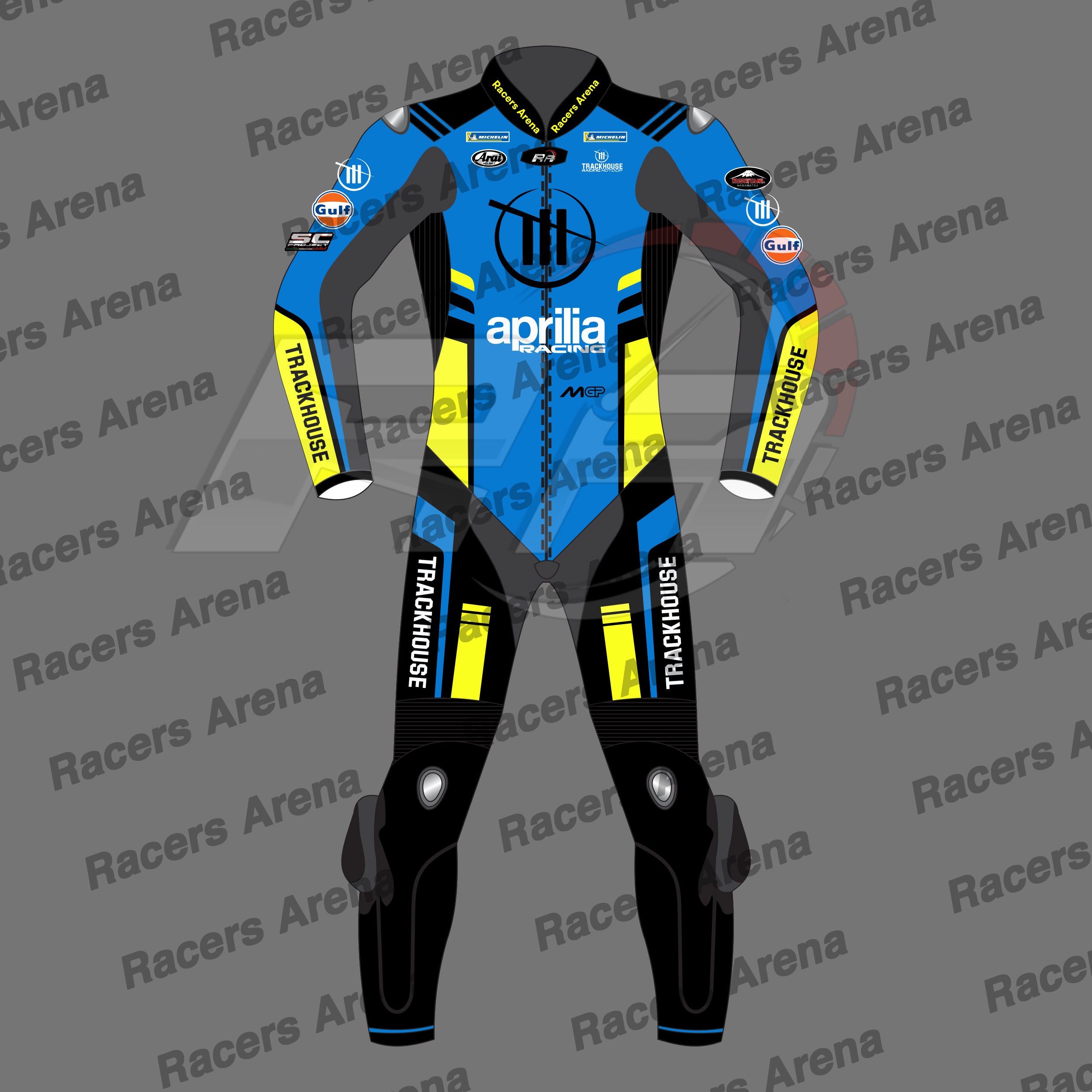 Ai Ogura MotoGP 2025 Aprilia Motorcycle Leather Race Suit Front