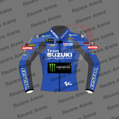 Alex Rins Team Suzuki MotoGP 2022 Motorcycle Leather Race Jacket Front