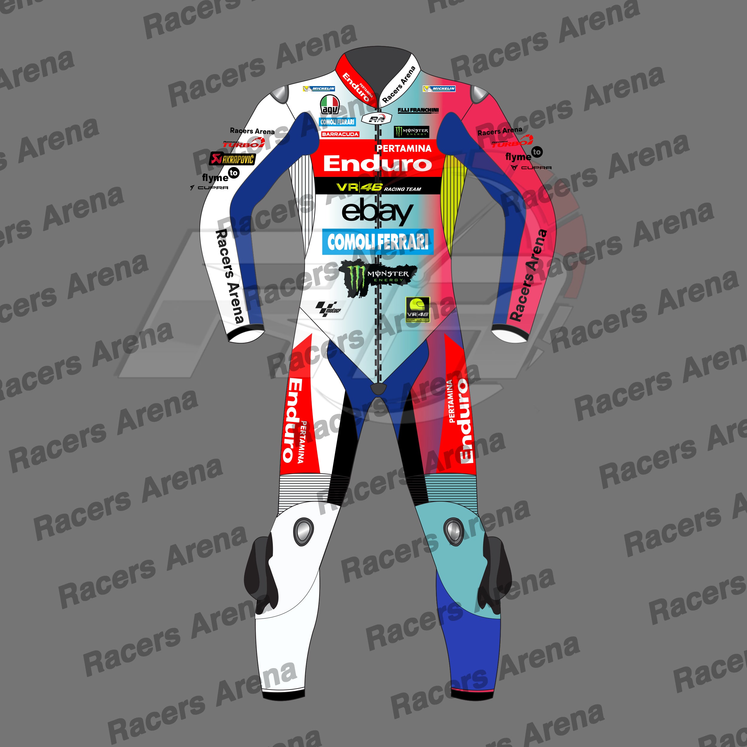 Fabio Di Giannantonio Pertamina Enduro VR46 2025 Mortorcycle Leather Race Suit Front