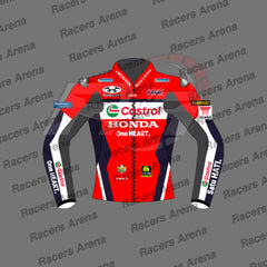Luca Marini MotoGP 2025 Honda Motorcycle Leather Riding Jacket Front