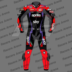 Maverick Vinales Aprilia 2024 MOTOGP Motorcycle Leather Race Suit Front
