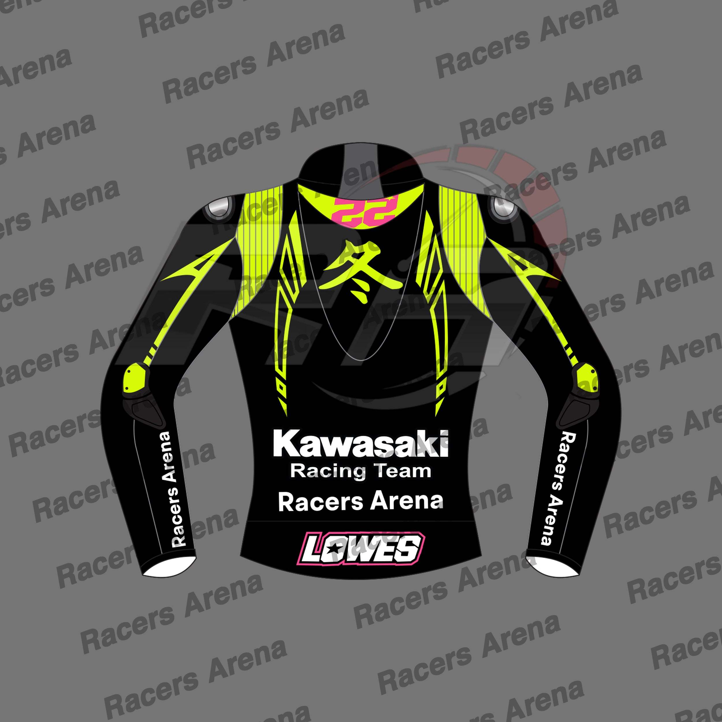 Alex Lowes Kawasaki Winter Test 2023 Motorcycle Leather Race Jacket Back