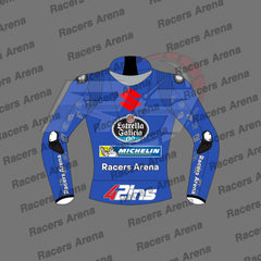Alex Rins Team Suzuki MotoGP 2022 Motorcycle Leather Race Jacket Back