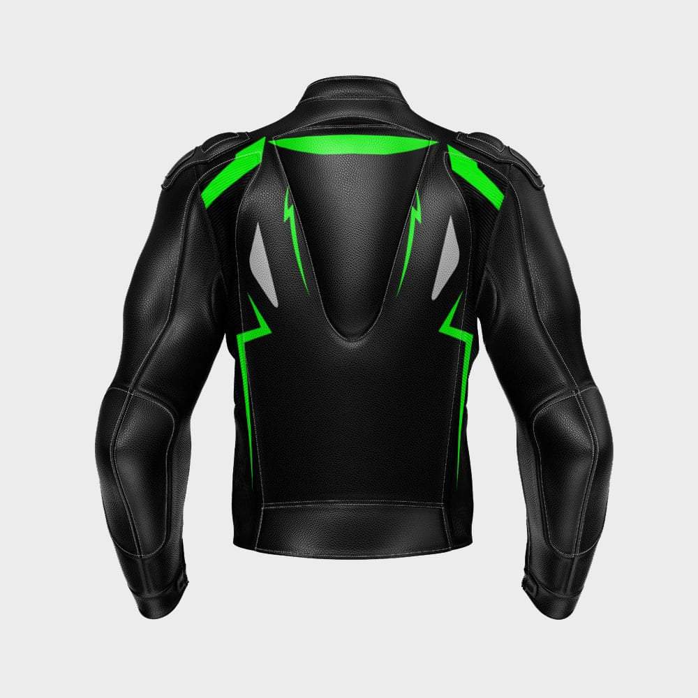 Racers Arena Black and Green Custom Motorcycle Leather Racing Jacket