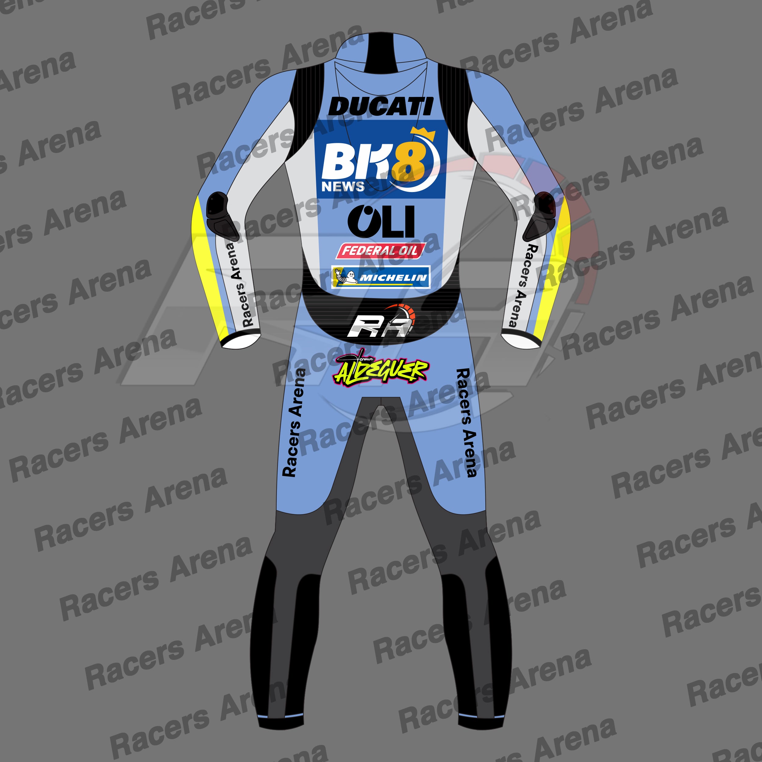 Fermin Aldeguer Ducati Gresini MotoGP 2026 Motorcycle Leather Race Suit Back