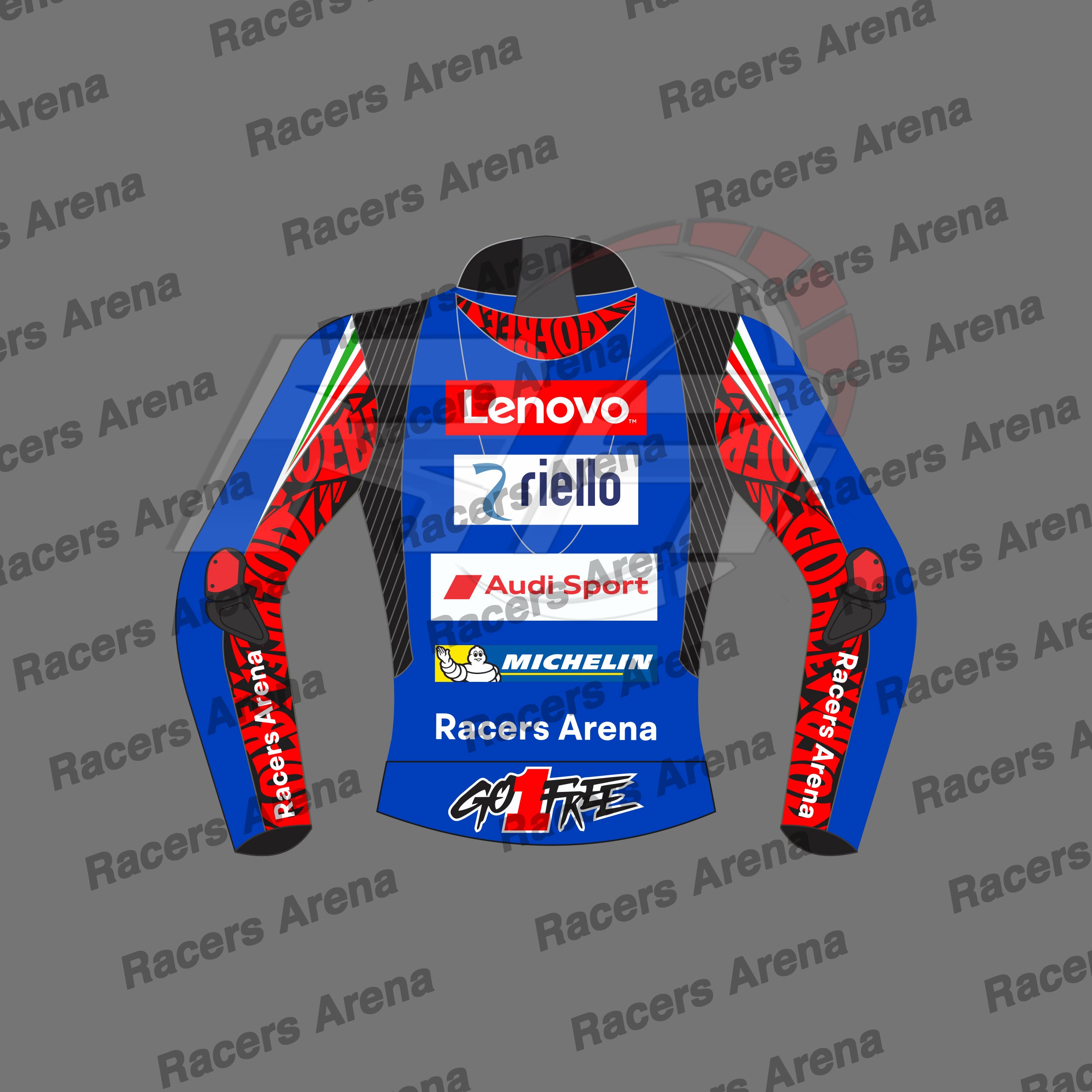 Francesco Bagnaia Blue Ducati 2024 Motorcycle Leather Race Jacket Back
