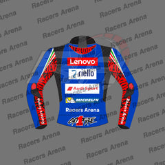 Francesco Bagnaia Blue Ducati 2024 Motorcycle Leather Race Jacket Back