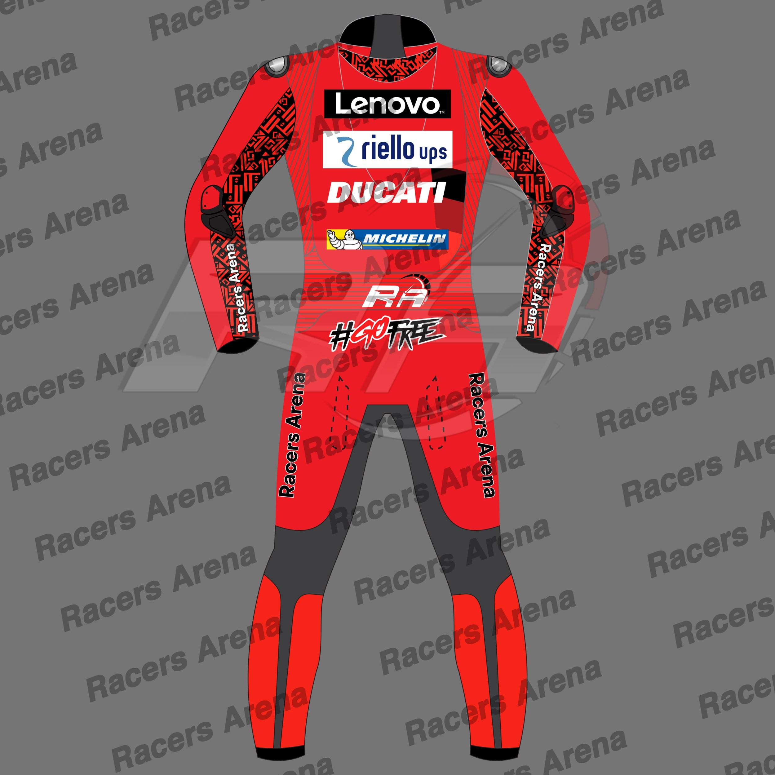 Francesco Bagnaia Ducati MotoGP 2022 Motorcycle Leather Race Suit Back