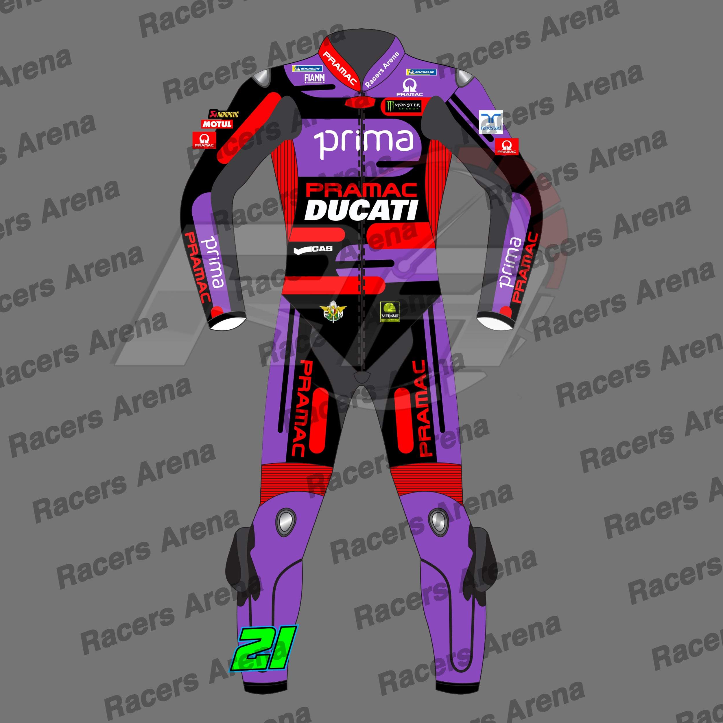 Franco Morbidelli 2024 Ducati Pramac Motorcycle Leather Racing Suit Front