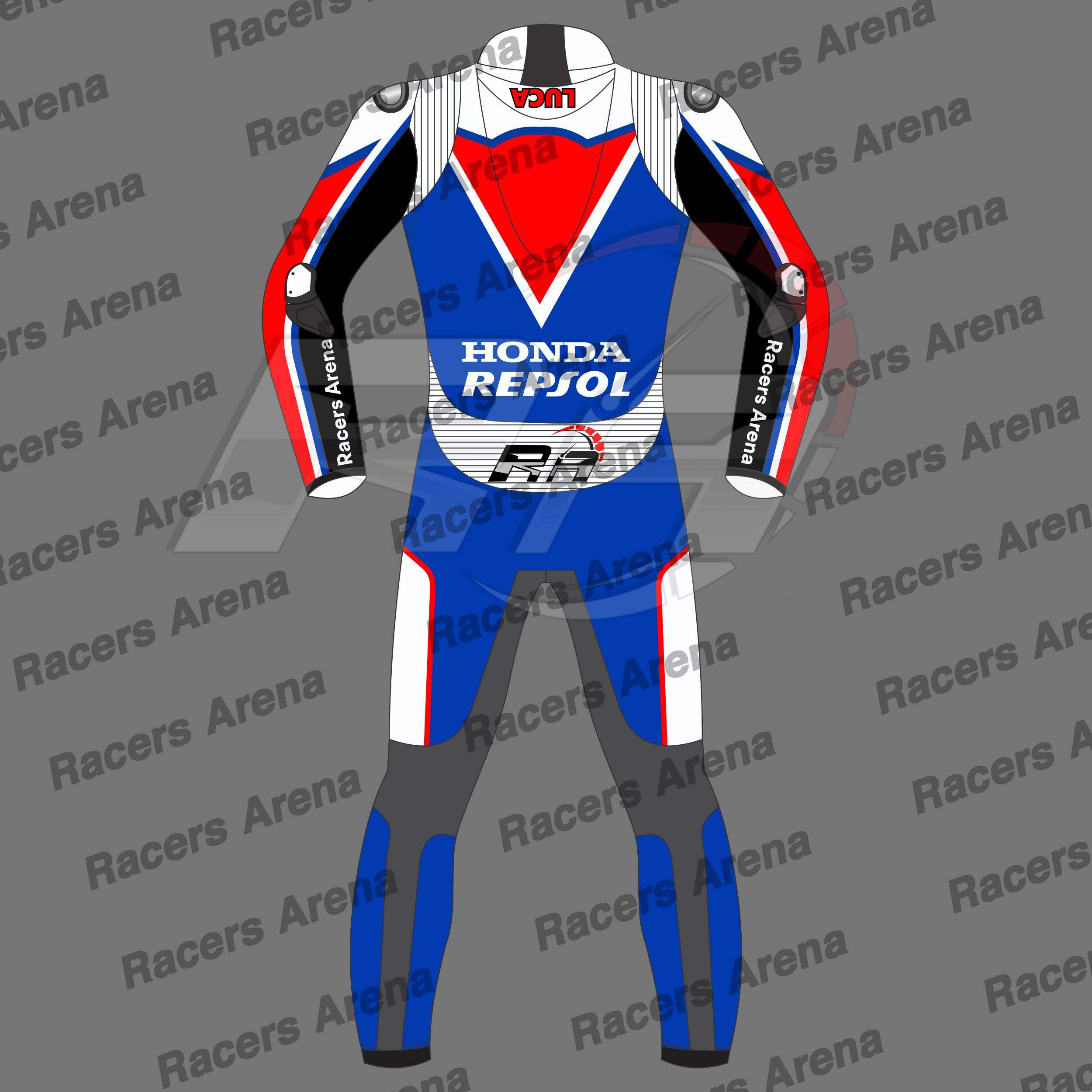 Luca Mrini Honda Repsol British GP 2024 Motorcycle Leather Race Suit Back