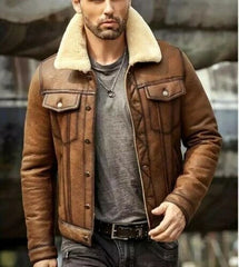 Men’s B3 Sheepskin Aviator Jacket – Shearling Fur Leather Duffle Coat
