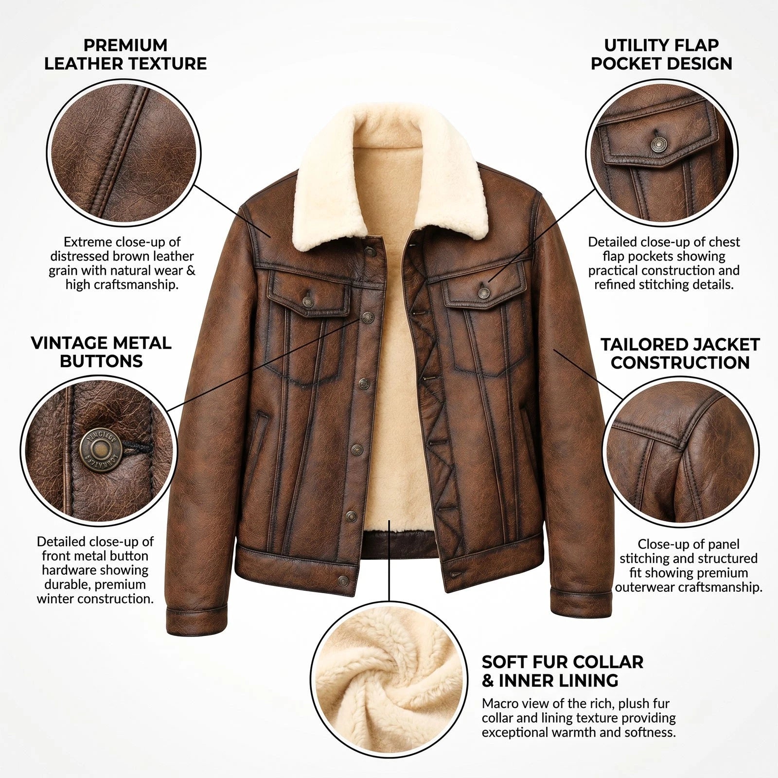 Men’s B3 Sheepskin Aviator Jacket – Shearling Fur Leather Duffle Coat