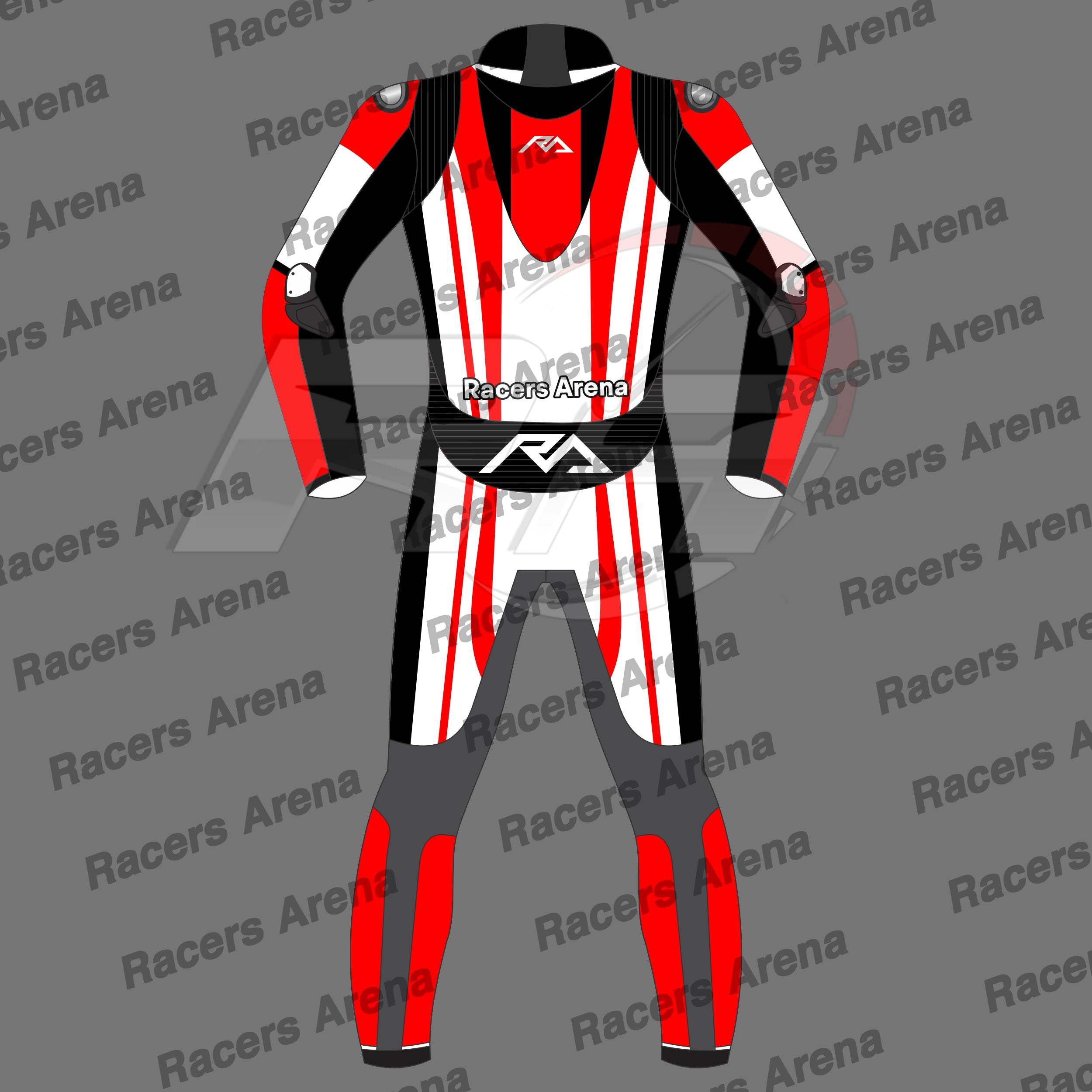Racers Arena Hyperspeed Motorcycle Leather Race Suit Red Back